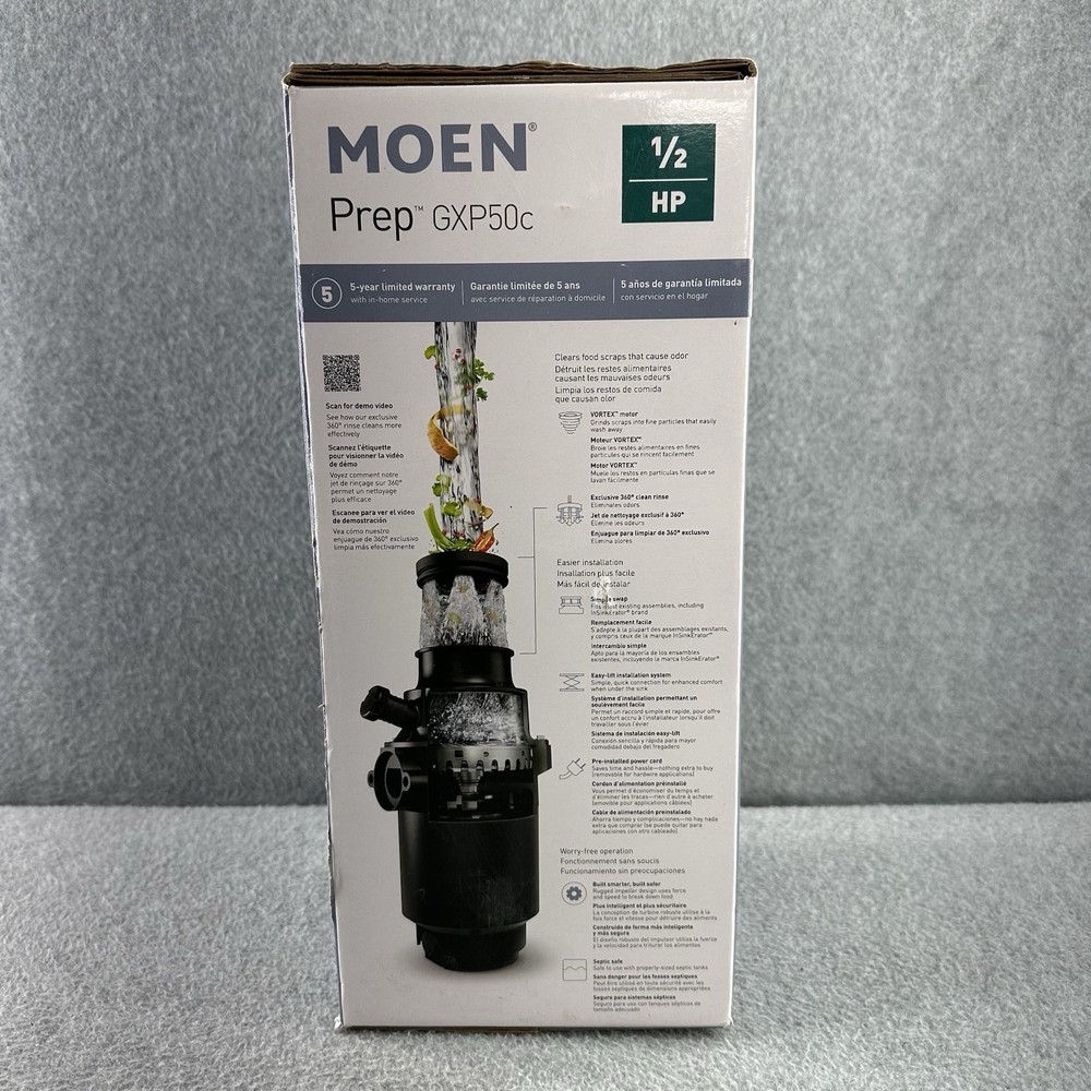 Moen GXP50C Prep Series PRO 1/2 HP Continuous Feed Garbage Disposal