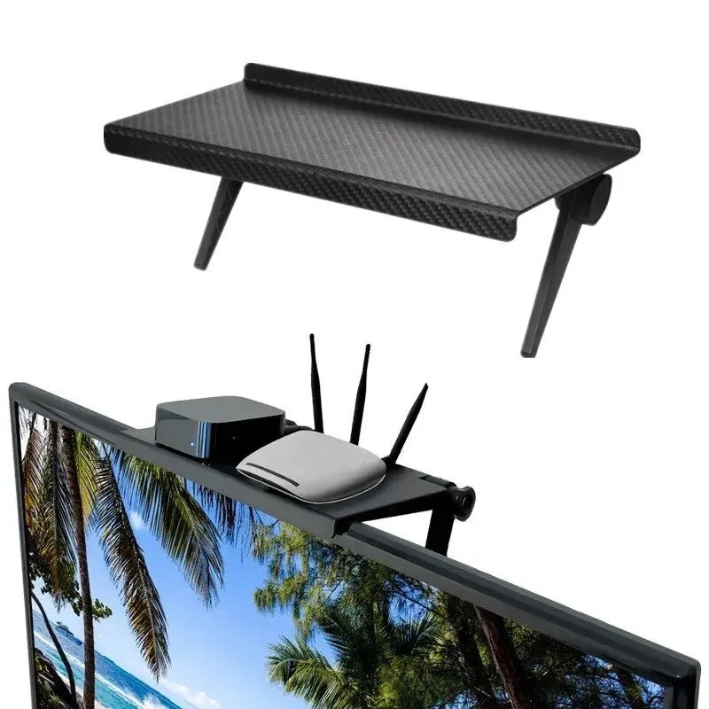 TV Computer Caddy Screen Top Shelf Desktop Adjustable Storage Organize Bracket