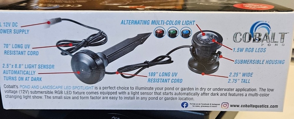 Cobalt Aquatics Pond and Landscaping Multi-Colored LED Light