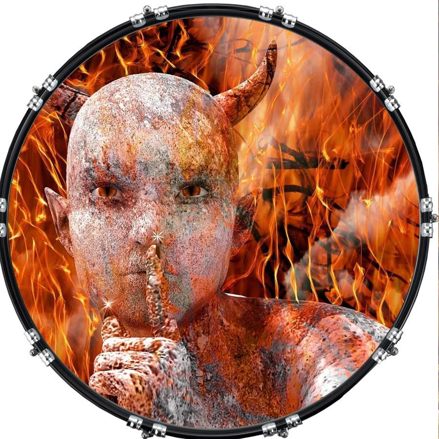 20" Custom Bass Kick Drum Front Head Graphical Devil Flame