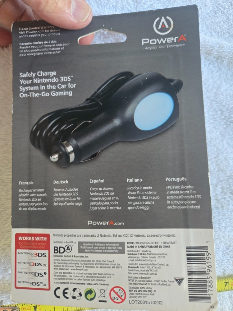 nintendo 3DS car adaptor, 2012, NIB