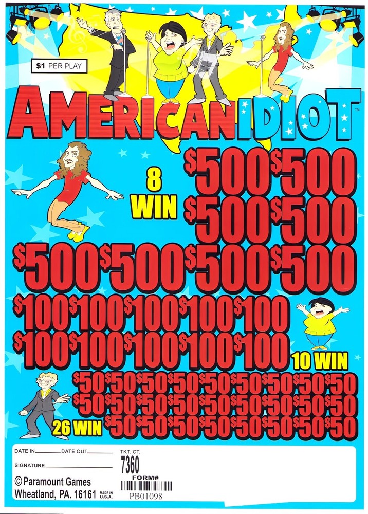 Pull Tab - Jar - Tickets Game - American Idiot