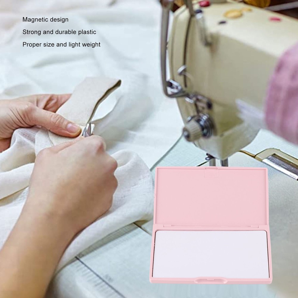 Magnetic Needle Case Pink Plastic Shell Light Portable Compact Stitching Pin