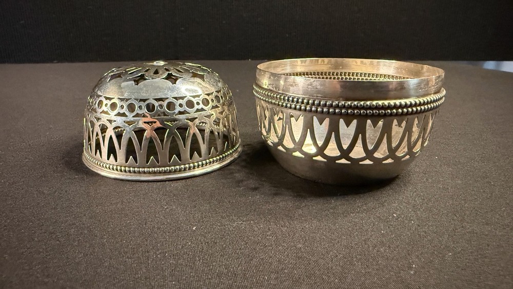 Gorham Sterling Silver Cut Work String Holder Beaded Rim 1891 for J.E. Caldwell