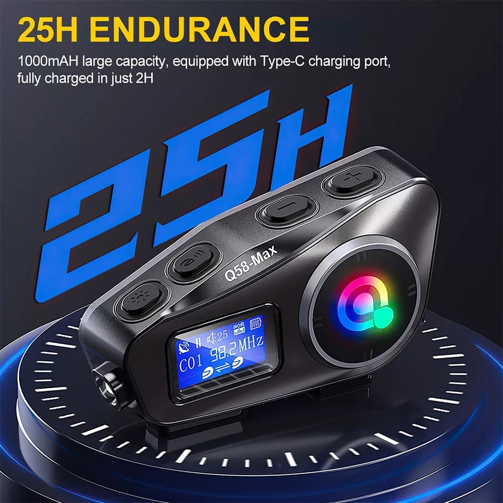 Bluetooth Headset maximum 32G Motorcycle Intercom Helmet LCD Waterproof