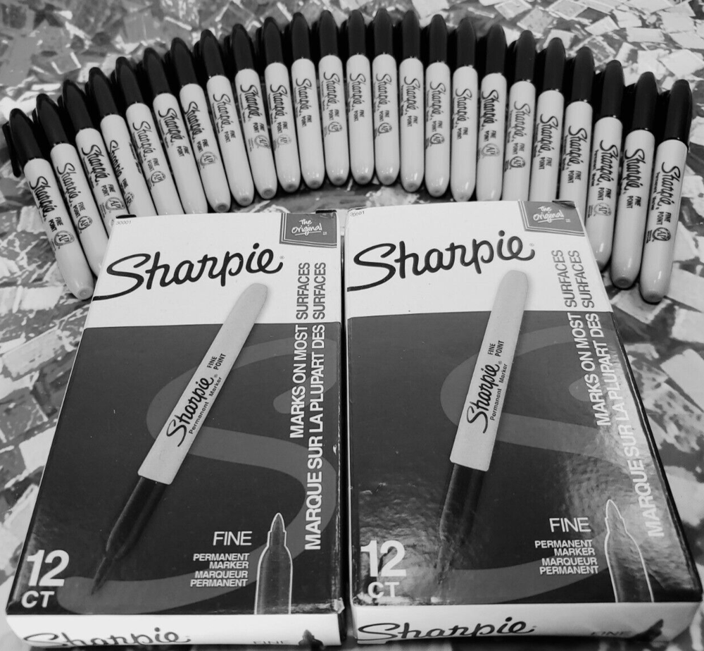 24 Pack- Sharpie BLACK Fine Tip The Original SHARPIE Permanent Marker 30001