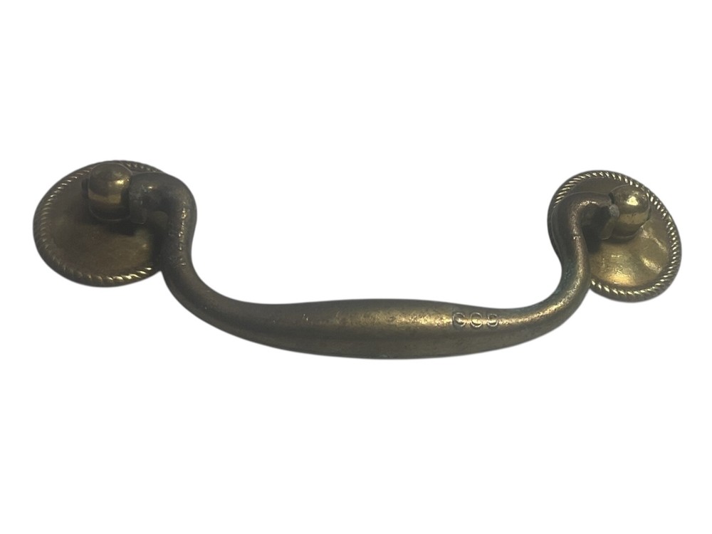 ANTIQUE BRASS CABINET CUPBOARD DRAWER BAIL DROP SWAN NECK PULL SWING HANDLE