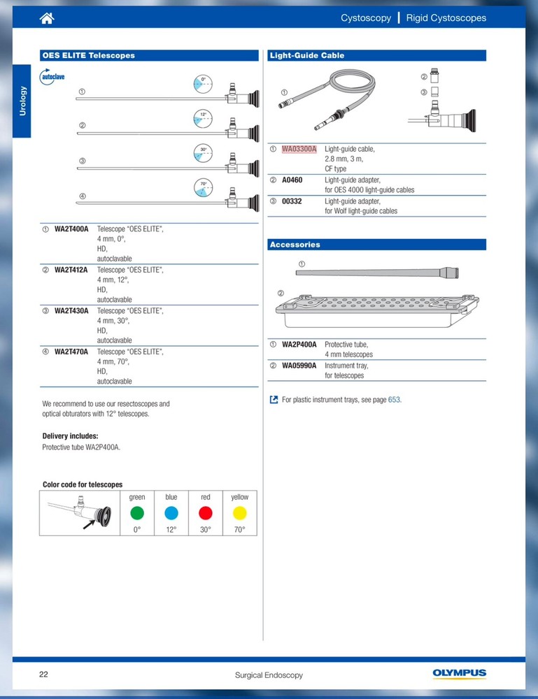 Olympus WA03300A Light Guide Cable - Small 2.8mm. All Sizes Available.