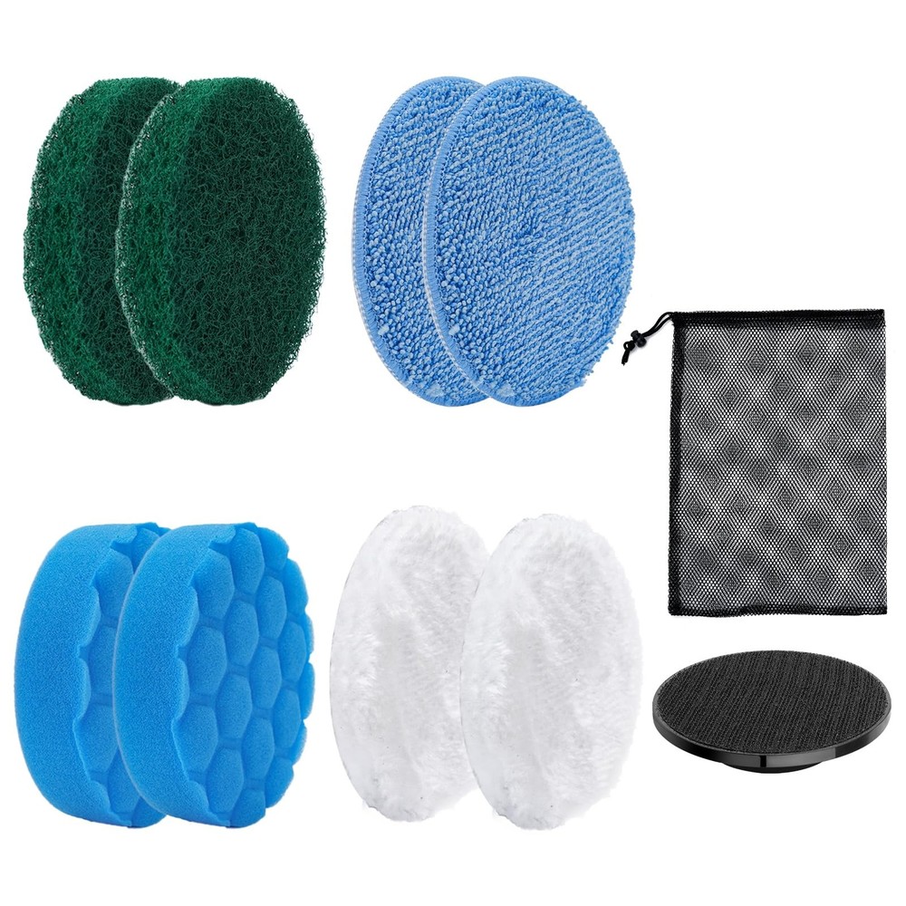 Electric Spin Scrubber Replacement Brush Heads Set, 8 White/Black/Green/Blue