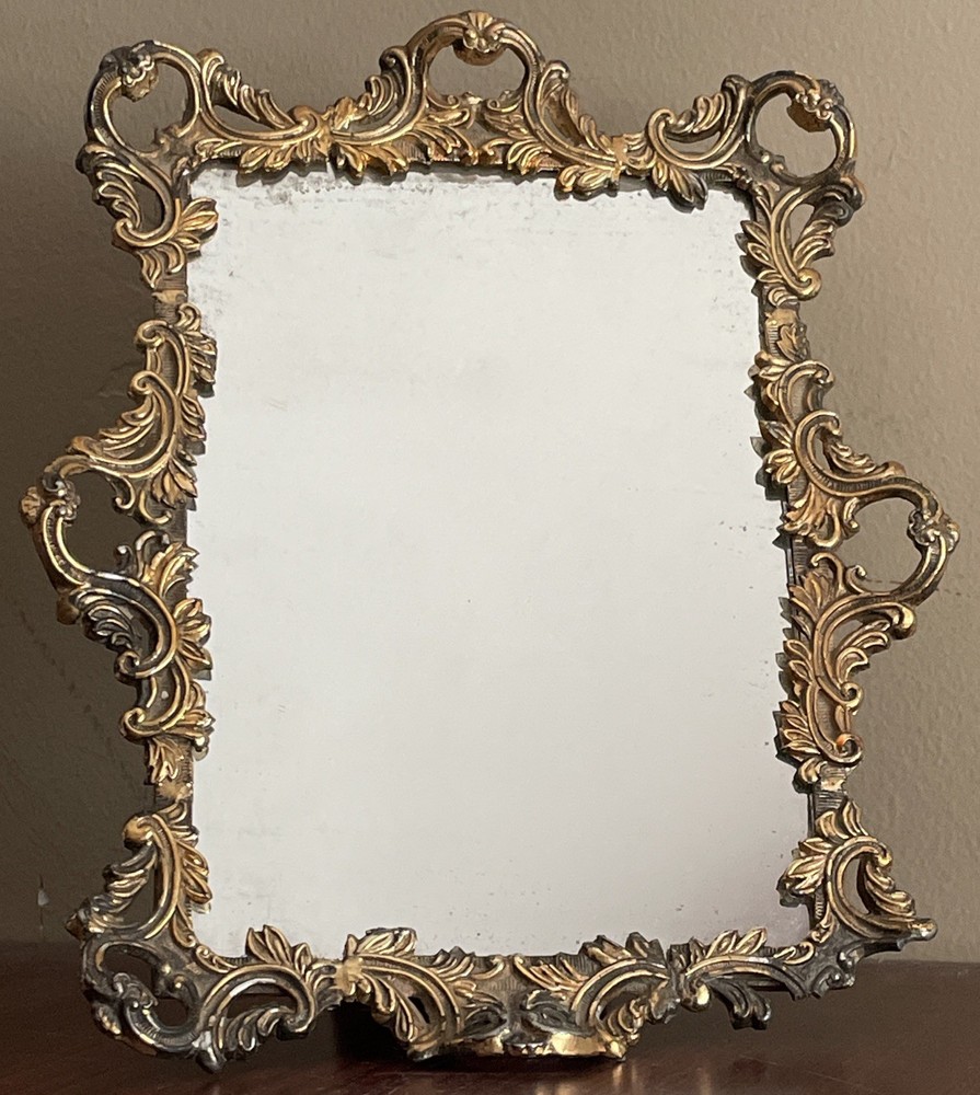 Gold Metal Ornate Framed Table Mirror