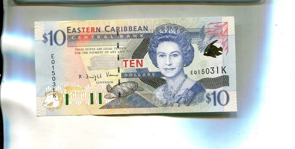1993 $10 EASTERN CARIBBEAN CURRENCY NOTE CU 2015S