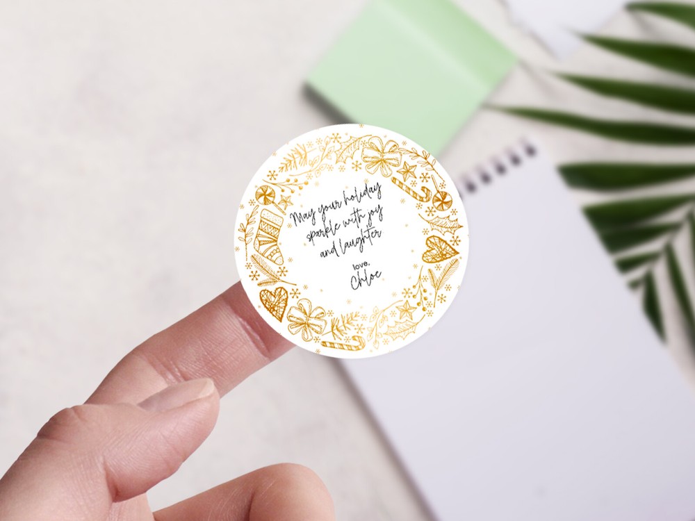 Personalised Christmas round sticker labels, custom stickers