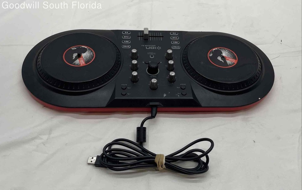 Ion Red And Black Discover DJ Computer DJ Double Deck Controller Not Tested