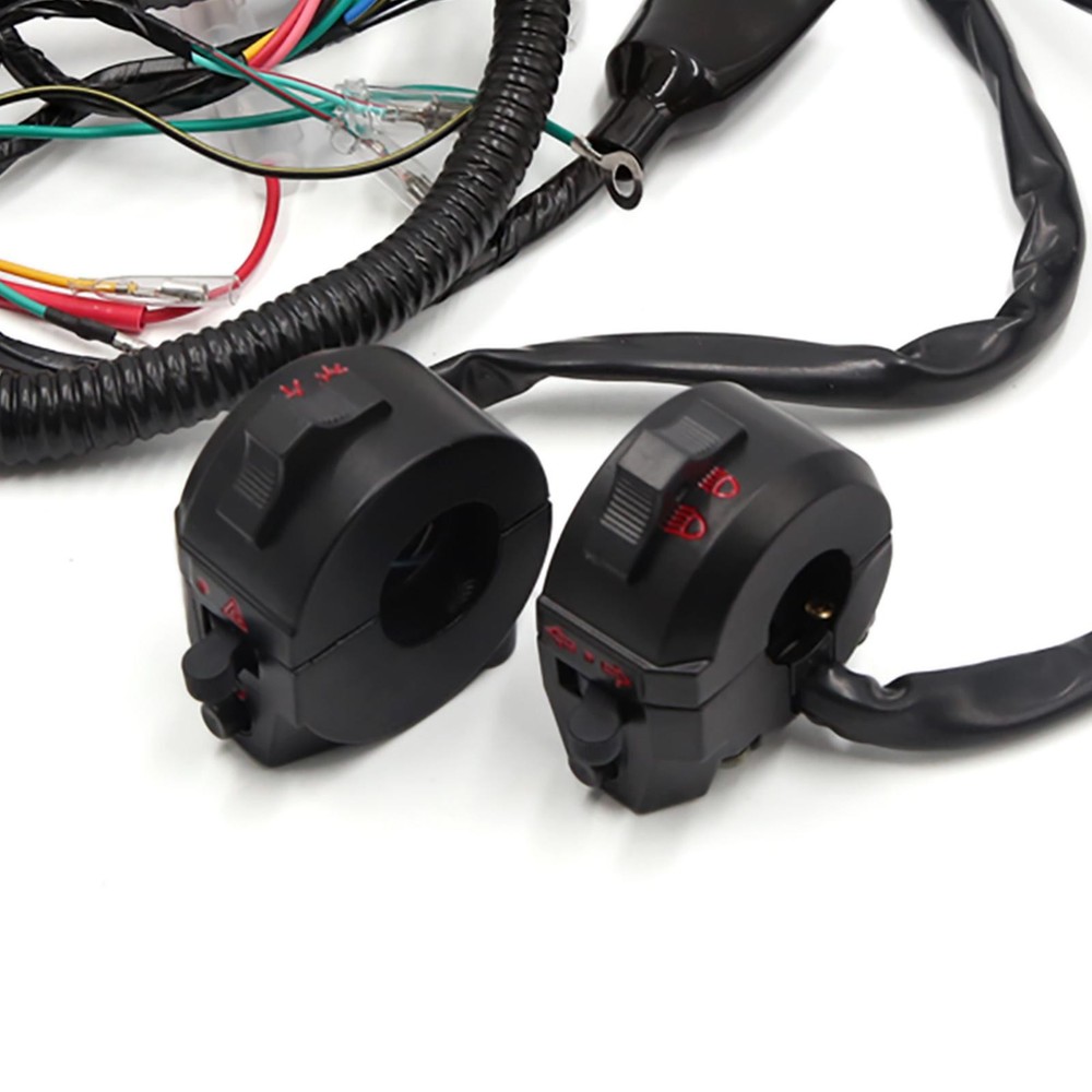 Motorcycle Electrical Main Wire Harness w Handlebar Switch Kit for CG125