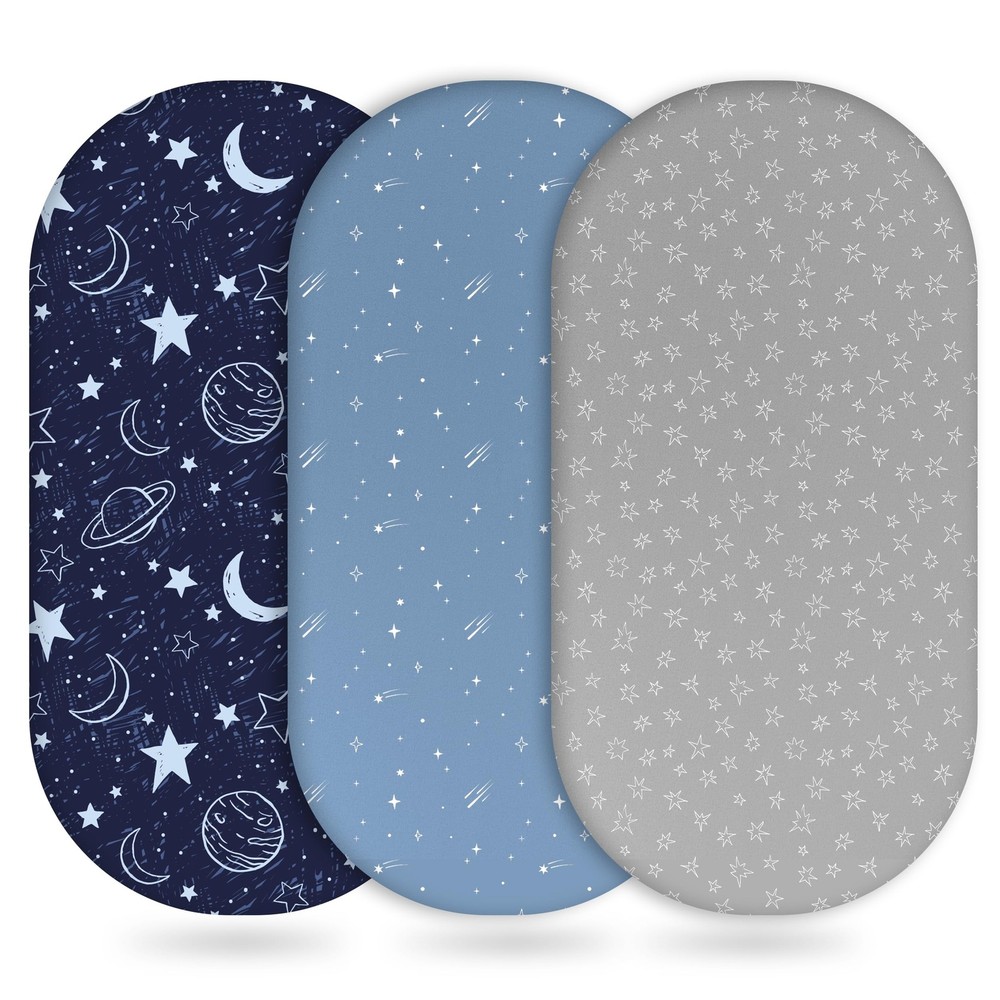 3-Pack Fitted Bassinet Sheets – Soft & Breathable for Baby, Universal Fit (Recta