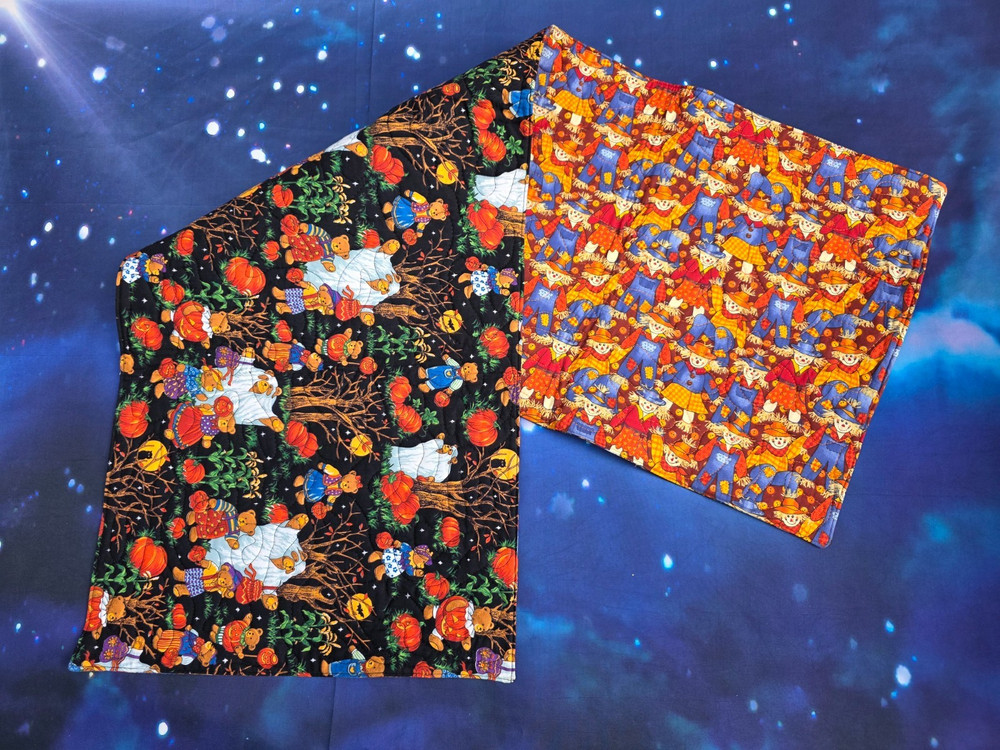 Handmade Quilted Table runner Halloween Teddy Bears Scarecrows Fall Reversible