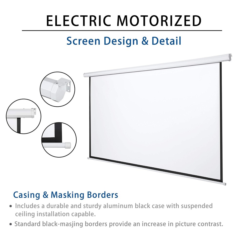 Kayle 120" Motorized Projector Screen Electric Diagonal Automatic Projection ...