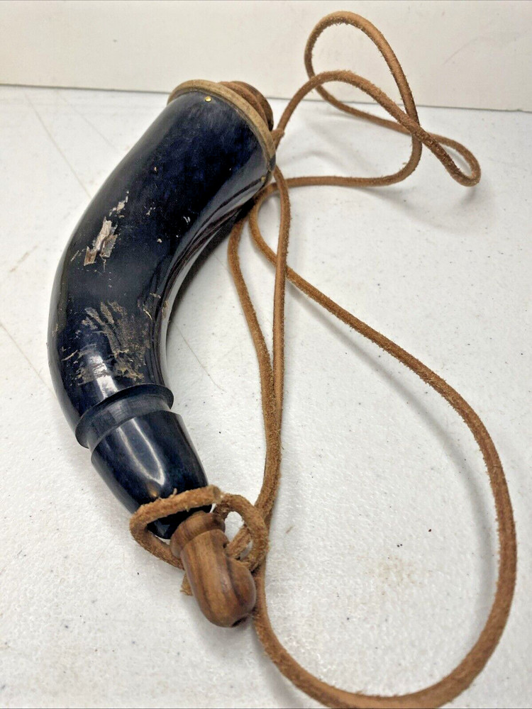 MUZZLE LOADER BLACK POWDER HORN 7” RE-ENACTMENT