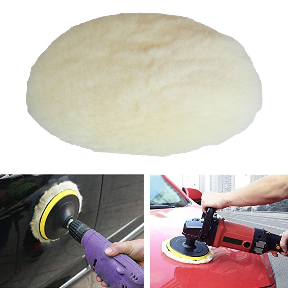 3 Inch Polishing Pad Buffing Pad Kit 4PCS Buffer 100% Natural Wool Hook and Loop