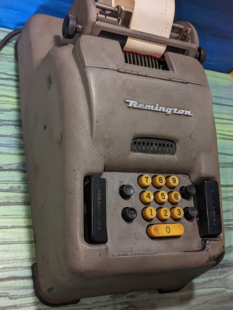 Remington Rand Vintage Adding Machine Calculator Works and Prints