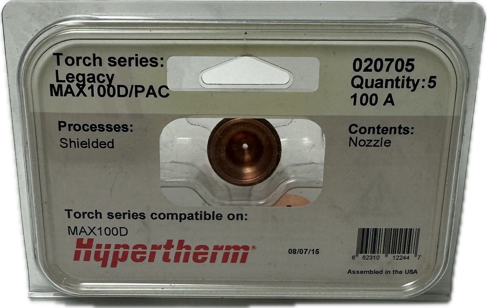 5 Pcs Hypertherm 020705 Shielded 100Amp Nozzle For Hypertherm Max100D