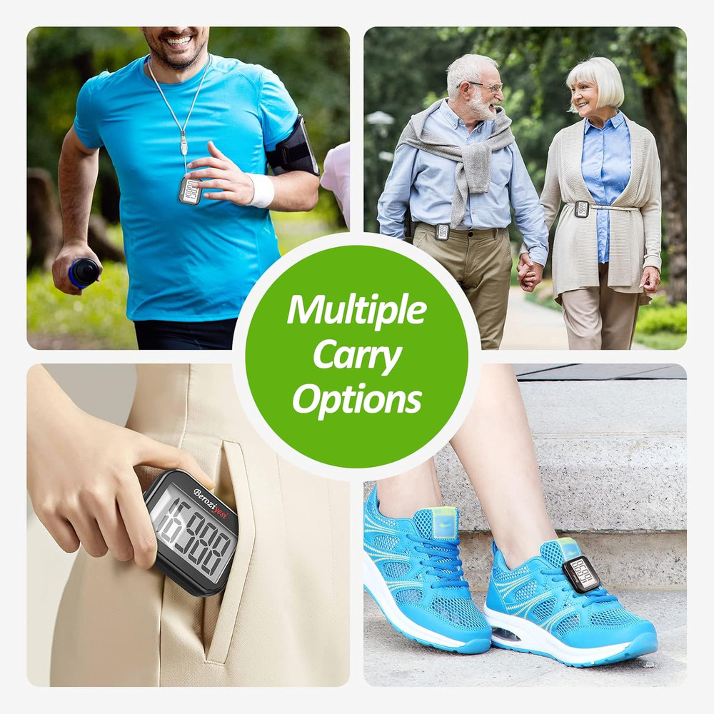 3D Pedometer for Walking, Simple Step Counter for Walking with Removable Clip an
