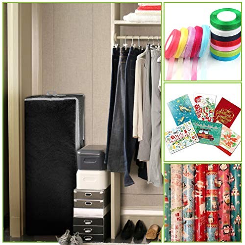 Wrapping Paper Storage Container | Gift Wrap Organizer Under Bed | Black