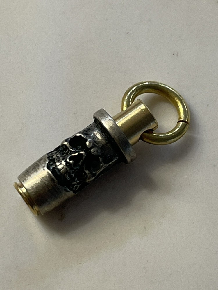 Skull Caliber Brass Charm, Pendant, Zipper Pull, Keychain Accessory