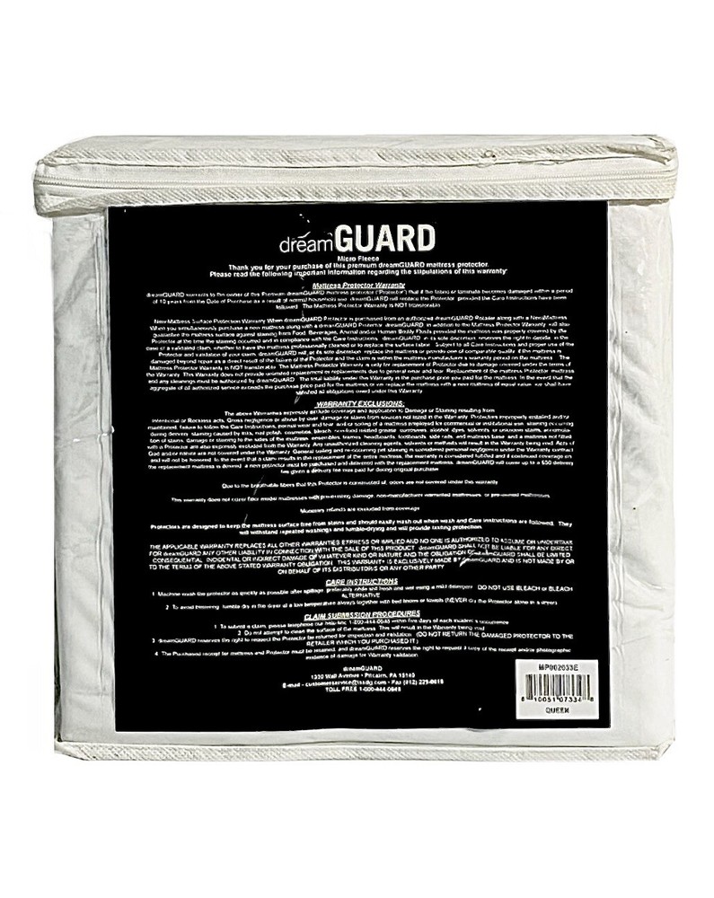 dreamGUARD Queen Microfleece Mattress Protector Waterproof/Hypoallergenic NEW