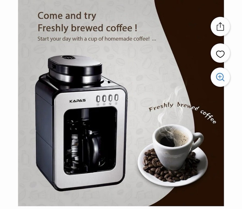 KAPAS Mini Automatic Coffee Machine With Grinding Function, Programmable Timer