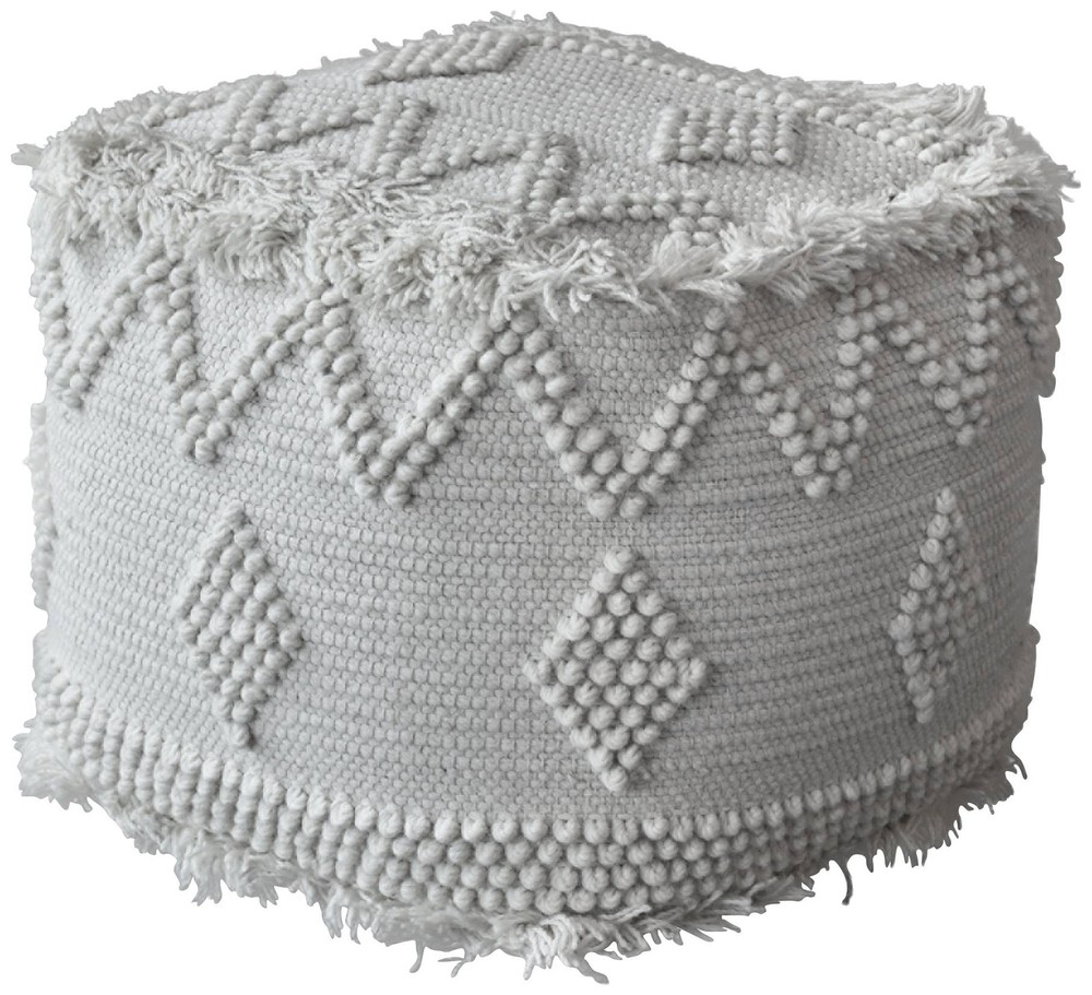 Uttermost Uriah White Ivory Wool Pouf Ottoman