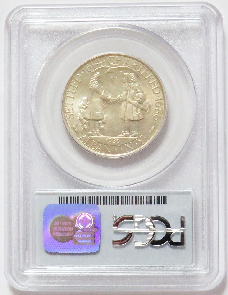 1936 ALBANY SILVER 50c COMMEMORATIVE PCGS MINT STATE 65