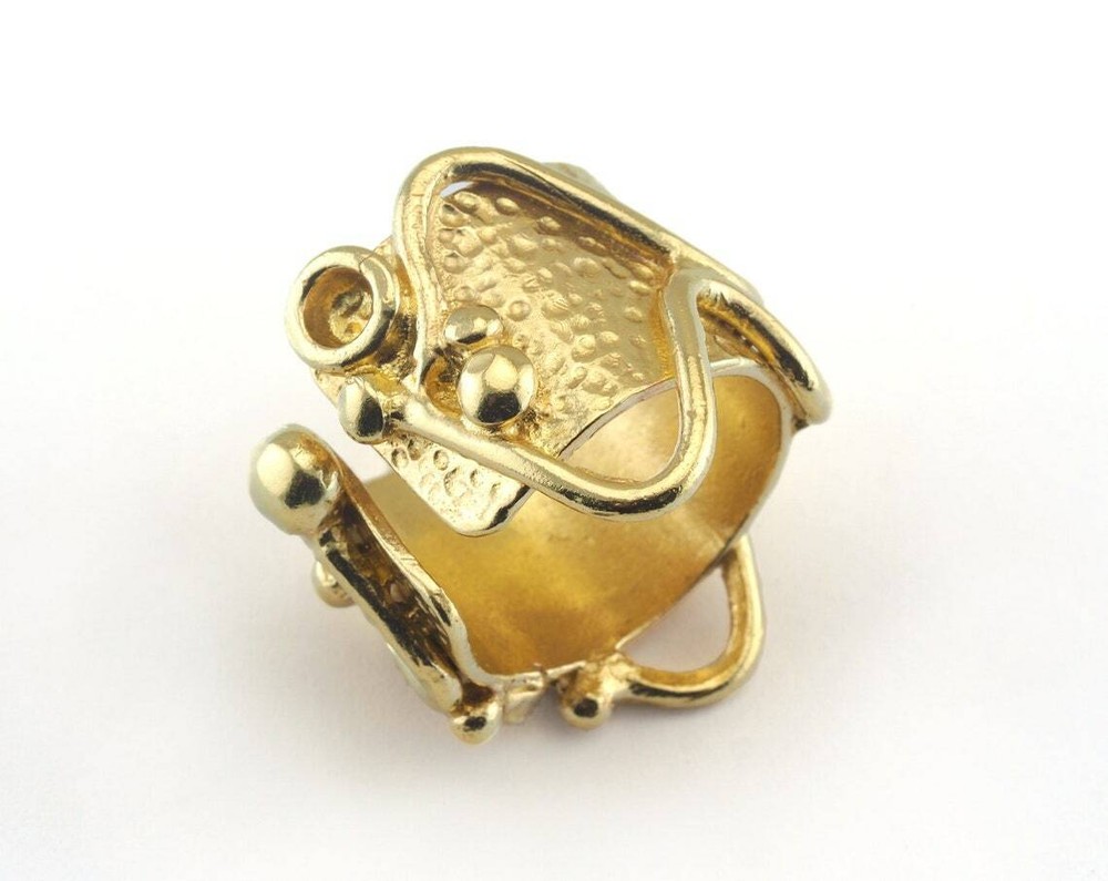 Ring Adjustable Bezel Ring Raw brass (18mm 7.5US inner size - Adjustable ) 3189