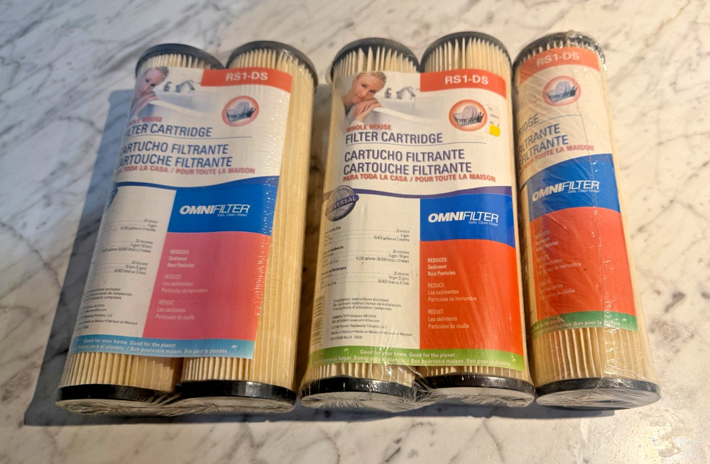 LOT OF 5 OmniFilter RS1-DS Pleated Paper Filters 20 Micron Replacement