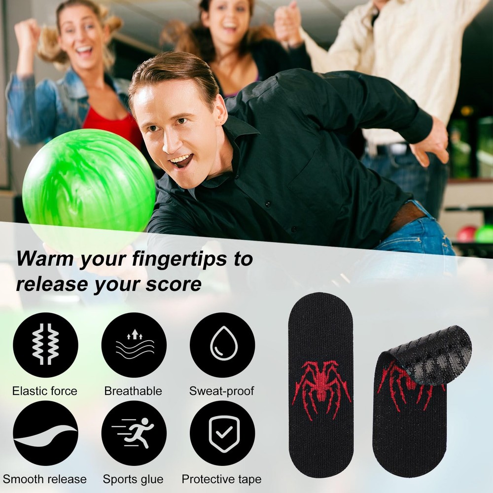 120Pcs Spider Bowling Balls Finger Tape Strips, Elastic Protector Finger Insert