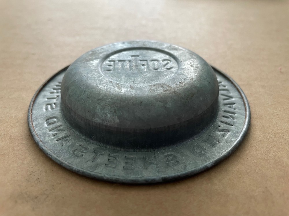 Vintage SOFTITE Galvanized Sheets and Strip Ashtray Wheeling #1