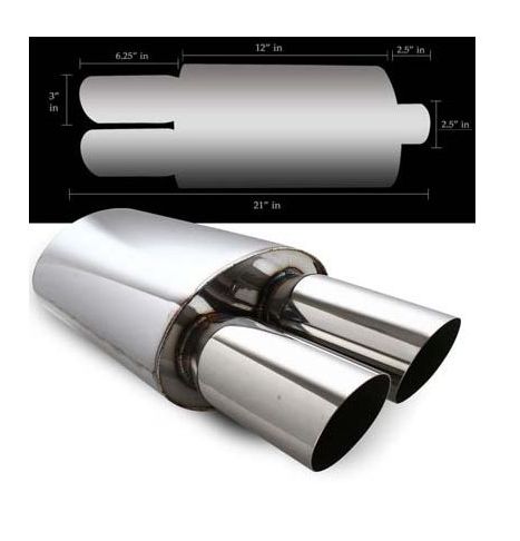 BMW E39 E38 E46 E90 E92 E60 E64 E36 E30 Dual 3" Slant Tip Performance Muffler