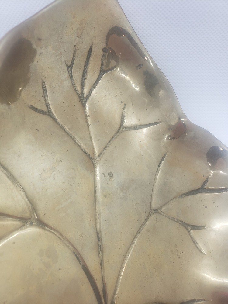 Vintage Brass Grape Leaf Shaped Tray 8.5" x 7"