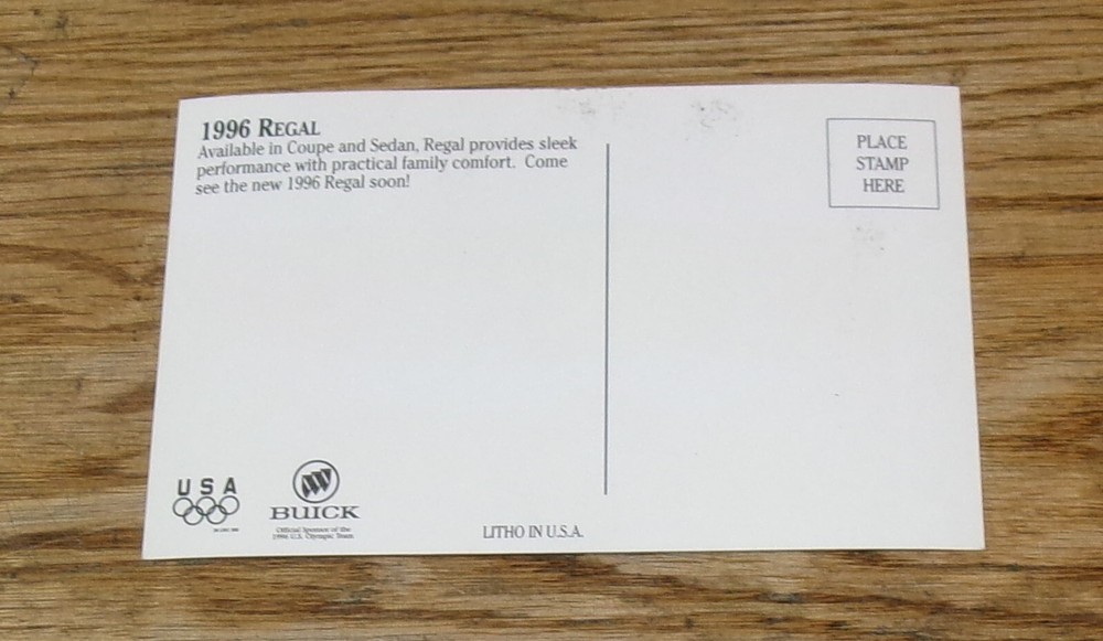 Original 1996 Buick Regal Postcard 96