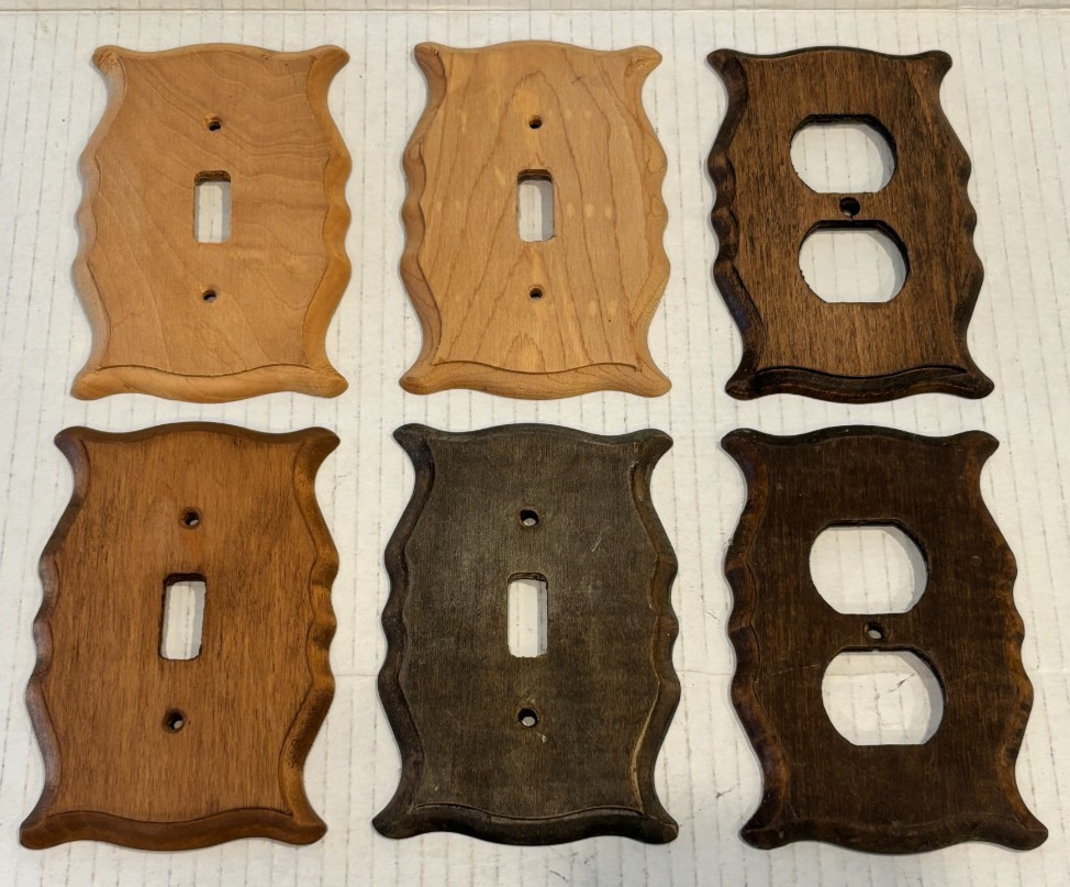 6 Vintage, Solid Wood Switch Plates & Outlet Covers, Lot