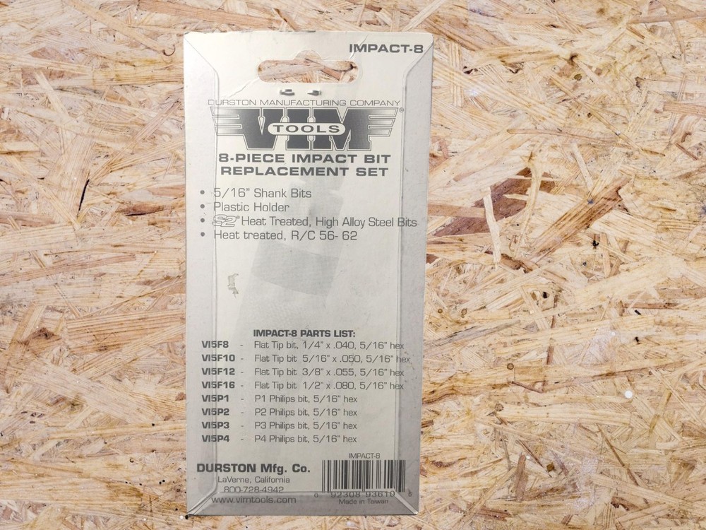 VIM Tools 8pc 5/16 Hex / Shank Bit Set for Hand Impact Driver #IMPACT-8