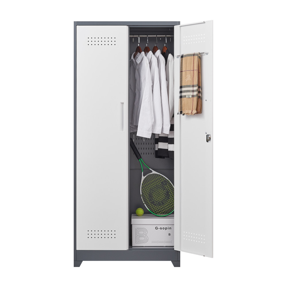 72" Metal Locker Cabinet - Locking Doors - Adjustable Shelves - Utility Storage