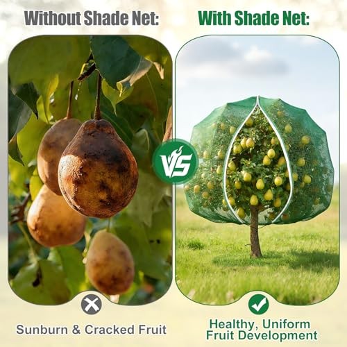 2 Pack Fruit Tree Shade Netting with Zipper & Drawstring, 50% 7.5 × 7.4 ft