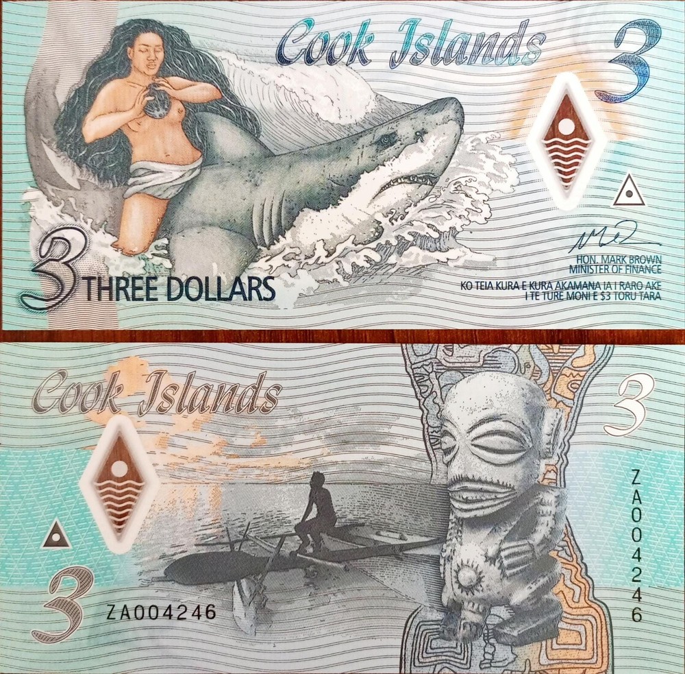 Cook Islands 3 Dollars Prefix ZA Replacement Polymer UNC
