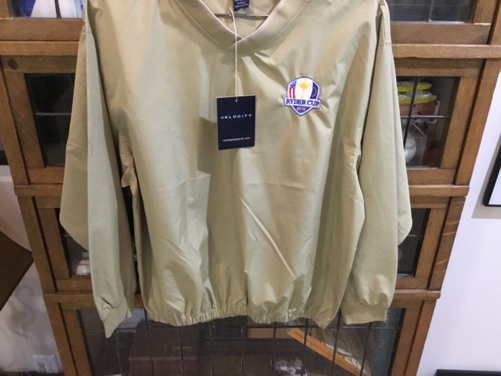 NWT 2012 Ryder Cup Tan VELOCITY Pullover GOLF Windbreaker SZ M - Cool