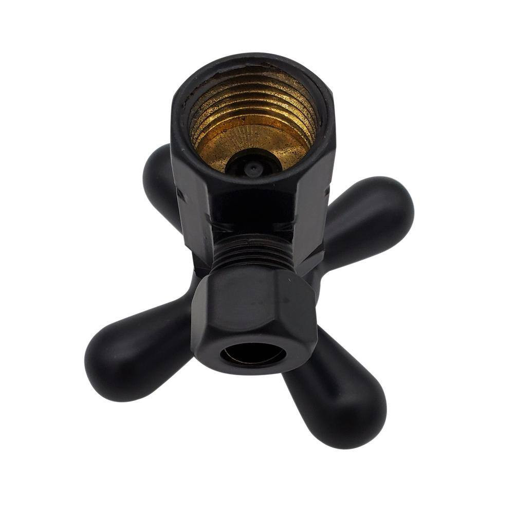 Cross Handle Angle Stop Shut off Valve, 1/2" IPS Inlet with 3/8" Compression Out