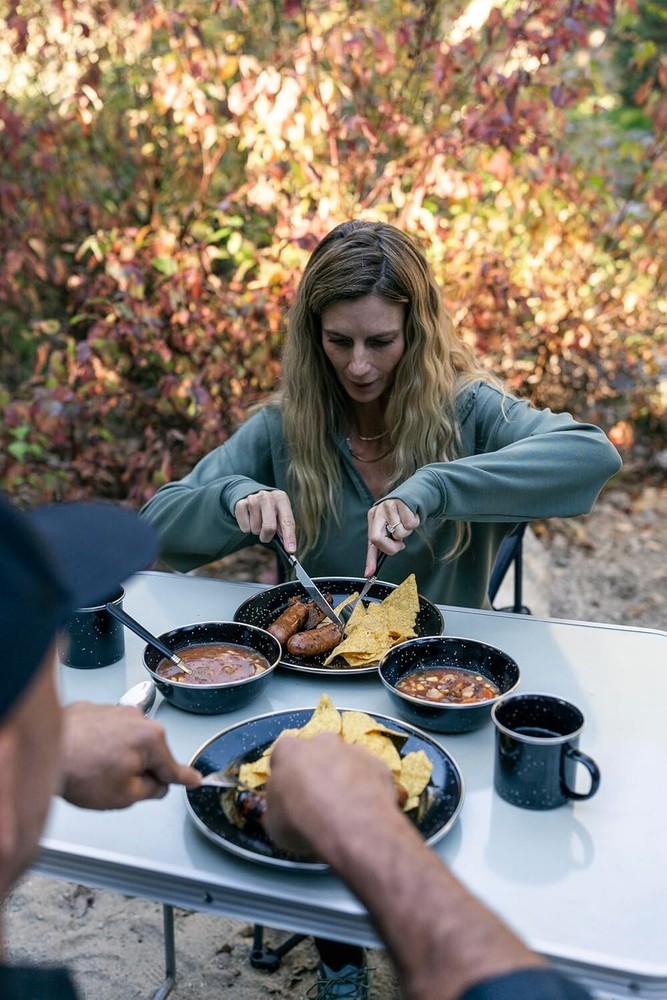 Portable 24-Piece Camping Tableware Set - Includes Plates, Mugs & Utensils