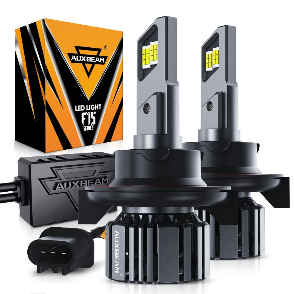 AUXBEAM H13 9008 LED Headlight Bulbs Kit High Low Beam Super Bright Canbus 6500K