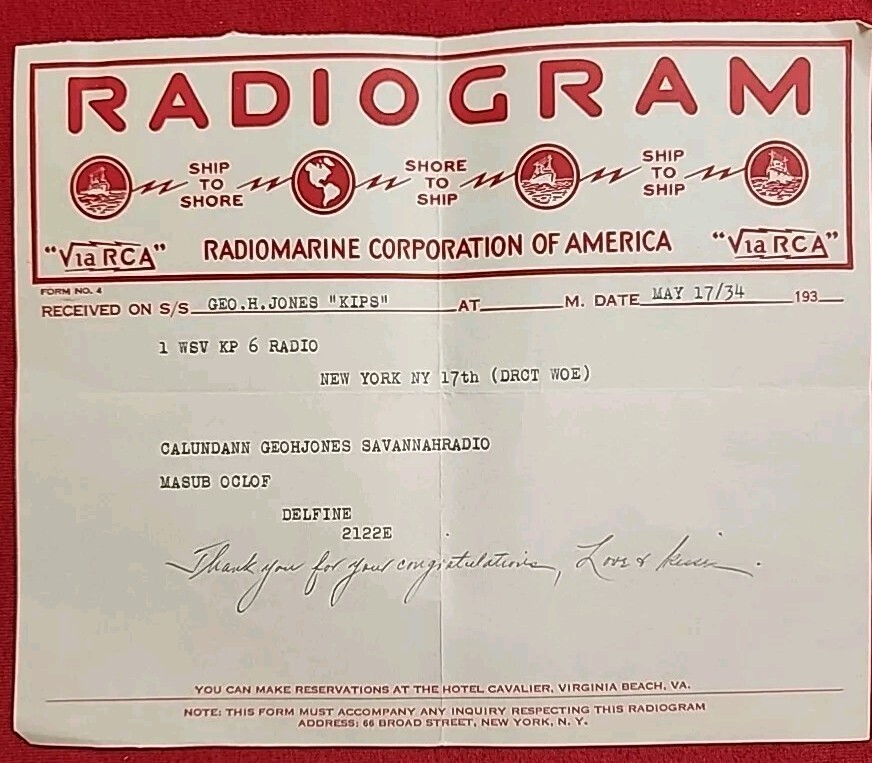 RADIOGRAM, JULY 23/ 1934
