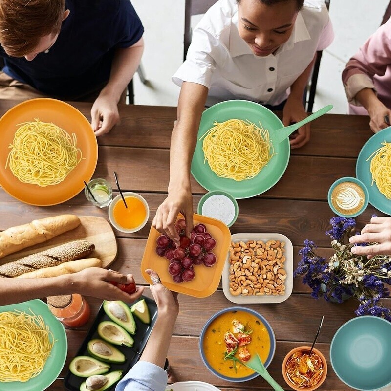 42-Piece Unbreakable Wheat Straw Dinnerware Set 6 Microwave Dishwasher Safe New